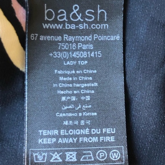 ba&sh Top Cross Black Floral Viscose V-Neck Three Quarter Sleeve Blouse Size XS - Picture 8 of 13